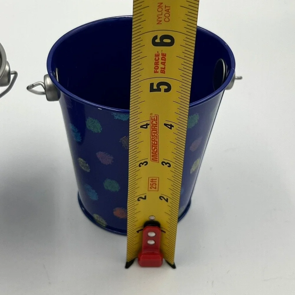 Made For Retail Metal Pails Kids OS Purple Blue Very Good Birthday Polka Dot
